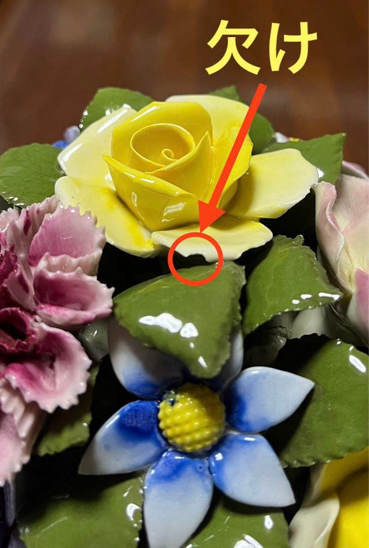 アンティーク　陶花　直径15cm 盛花　花7種　飾り　 
