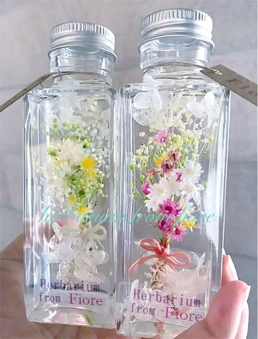 花束シリーズ ＊ショート＊ グリーン&ピンク　ハーバリウム