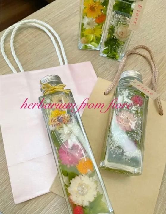 花束シリーズ ＊ショート＊ グリーン&ピンク　ハーバリウム