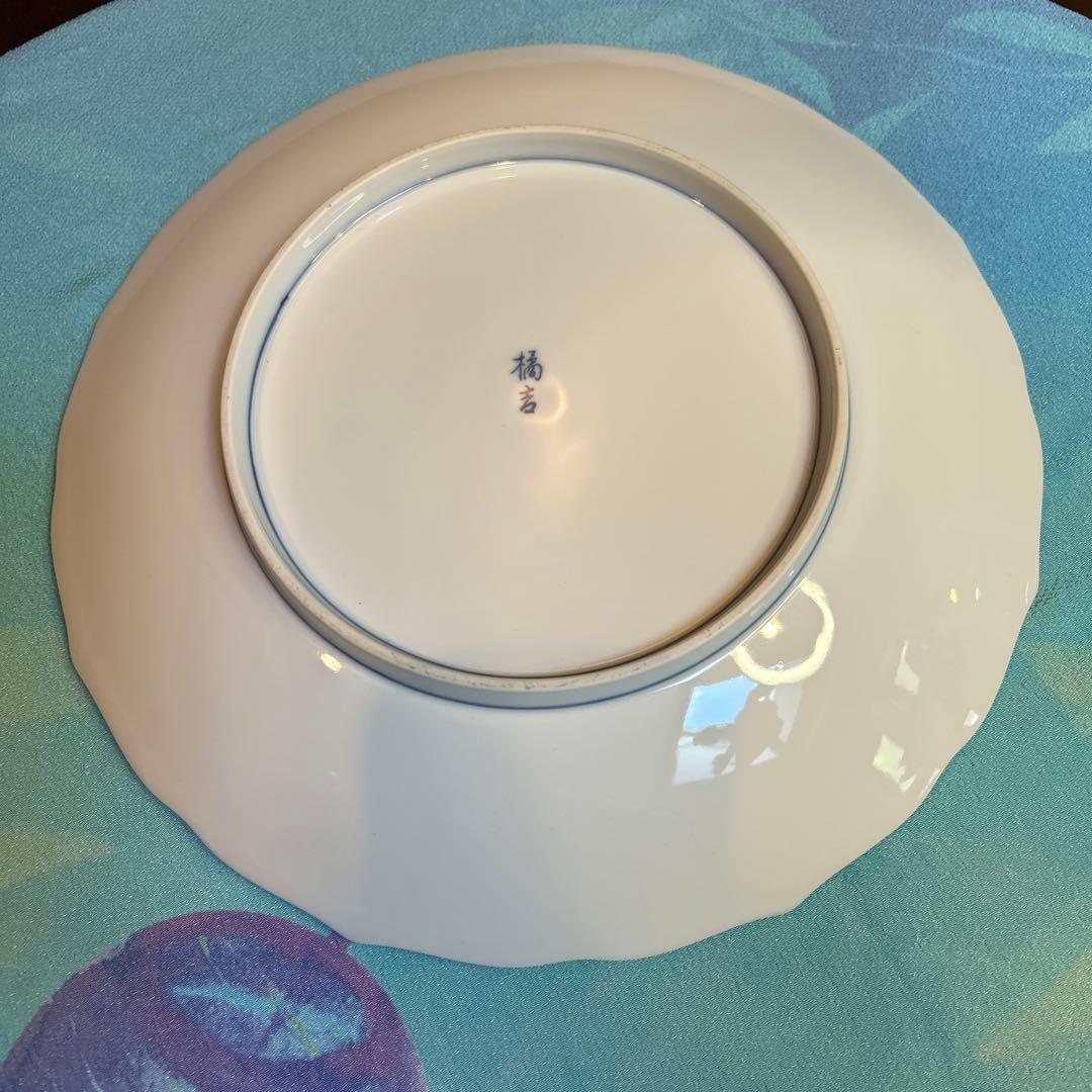 たち吉橘吉　染付花紋　輪花唐草牡丹　大皿/中皿揃え5枚/小皿揃え5枚三種セット