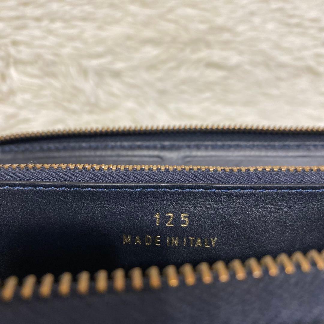 【美品✨】Felisi 125 ラウンドジップ 長財布 レザー クロコ型押し 紺