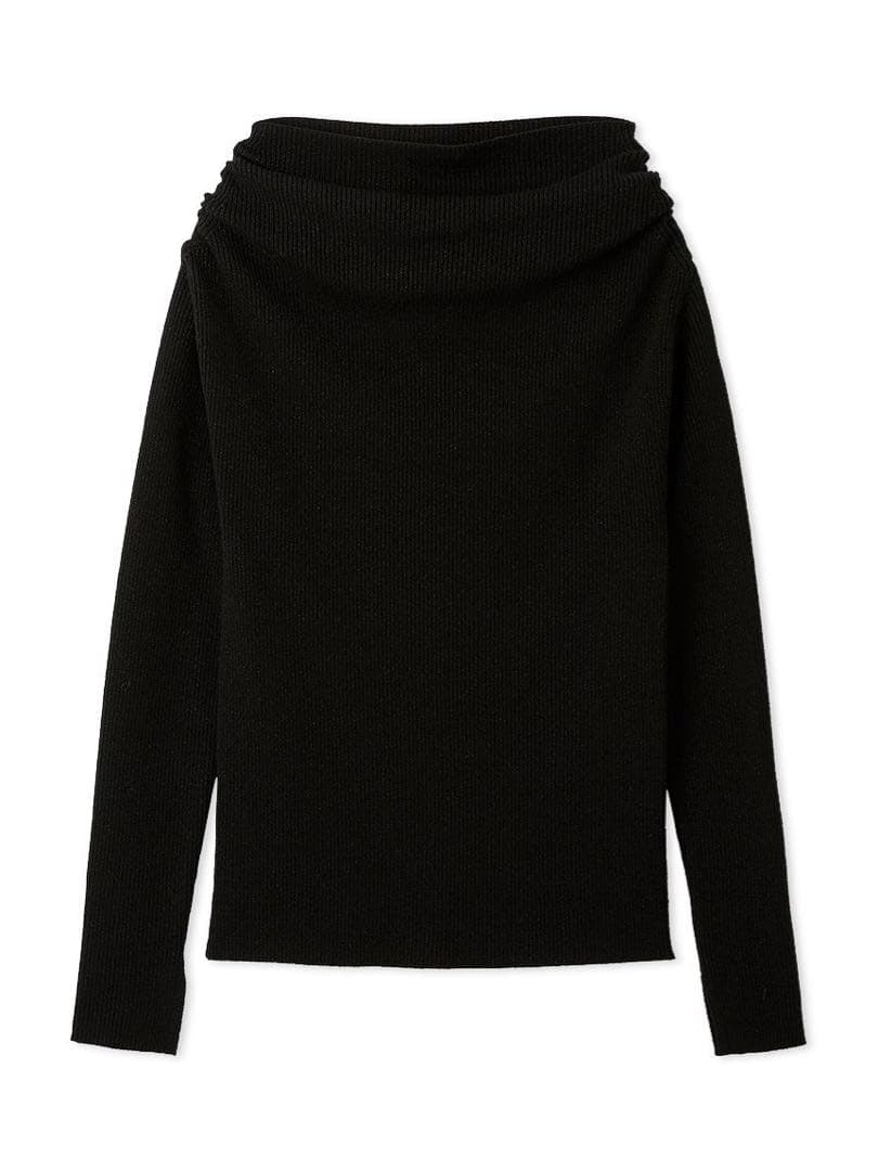 ミラオーウェン オフショルラメニット 黒