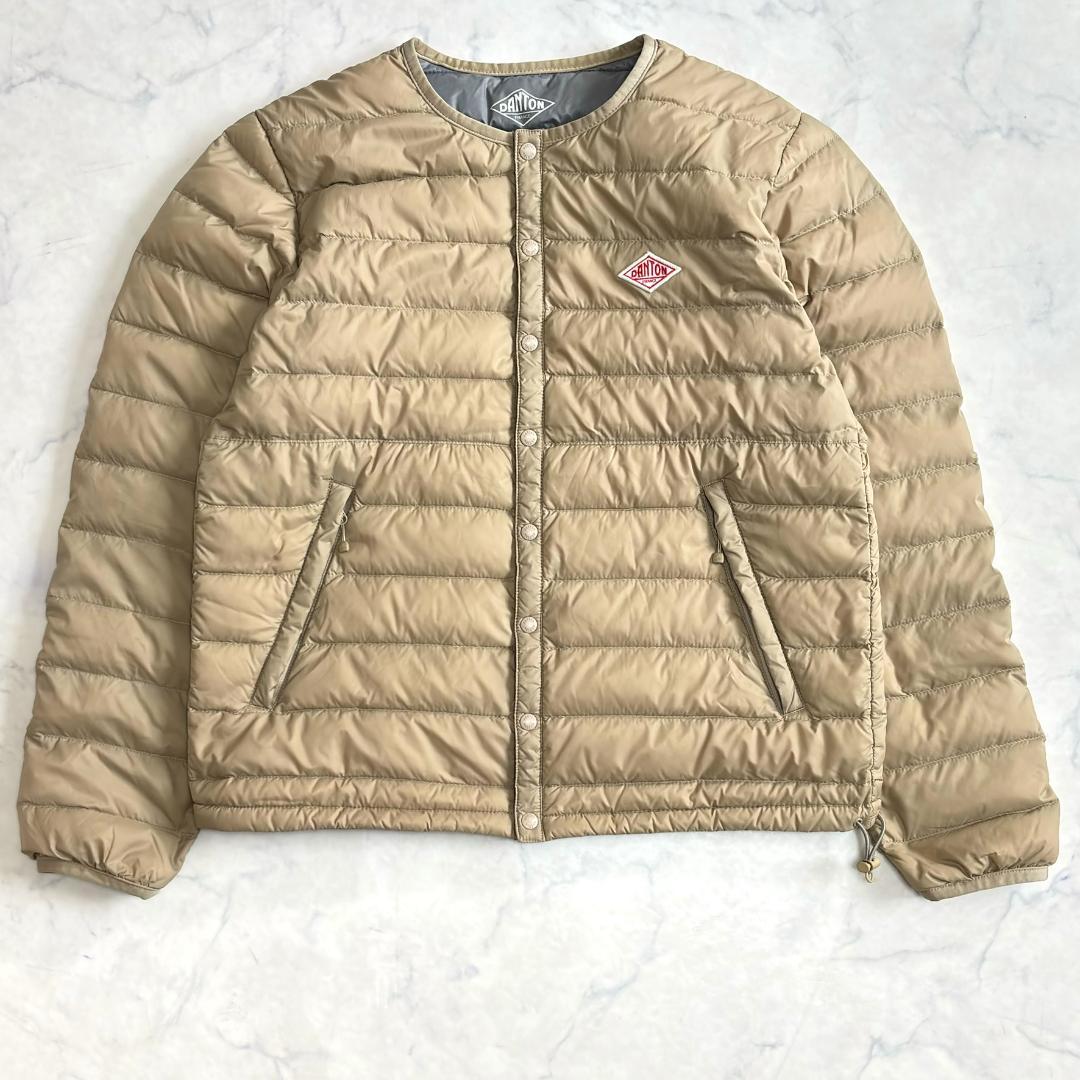 ダントン インナーダウンジャケット ノーカラー ベージュ サイズ36 tw1