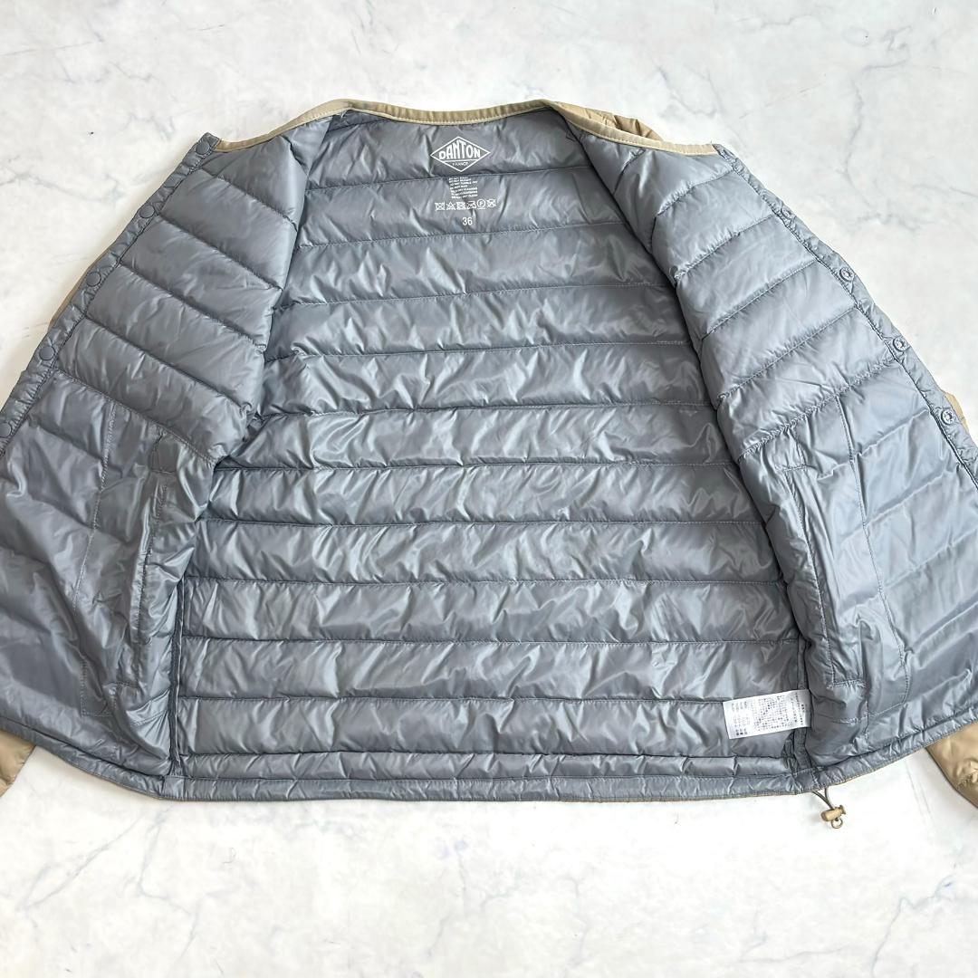 ダントン インナーダウンジャケット ノーカラー ベージュ サイズ36 tw1