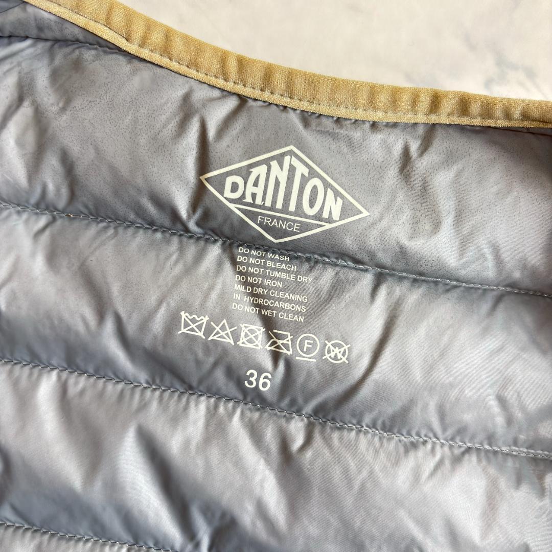 ダントン インナーダウンジャケット ノーカラー ベージュ サイズ36 tw1