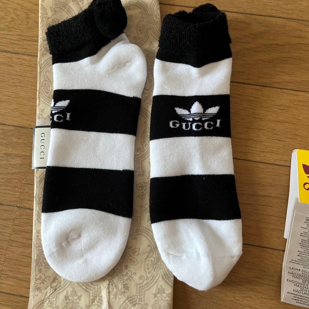 アディダス　グッチ　Gucci/adidas ボーダー　ソックス　M