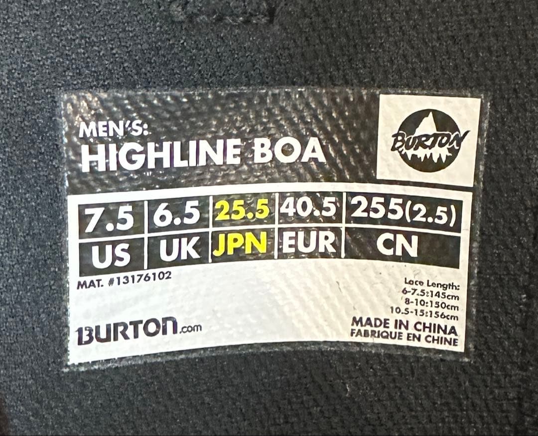 Burton(バートン) HIGHLINE BOA ブラック スノーボードブーツ