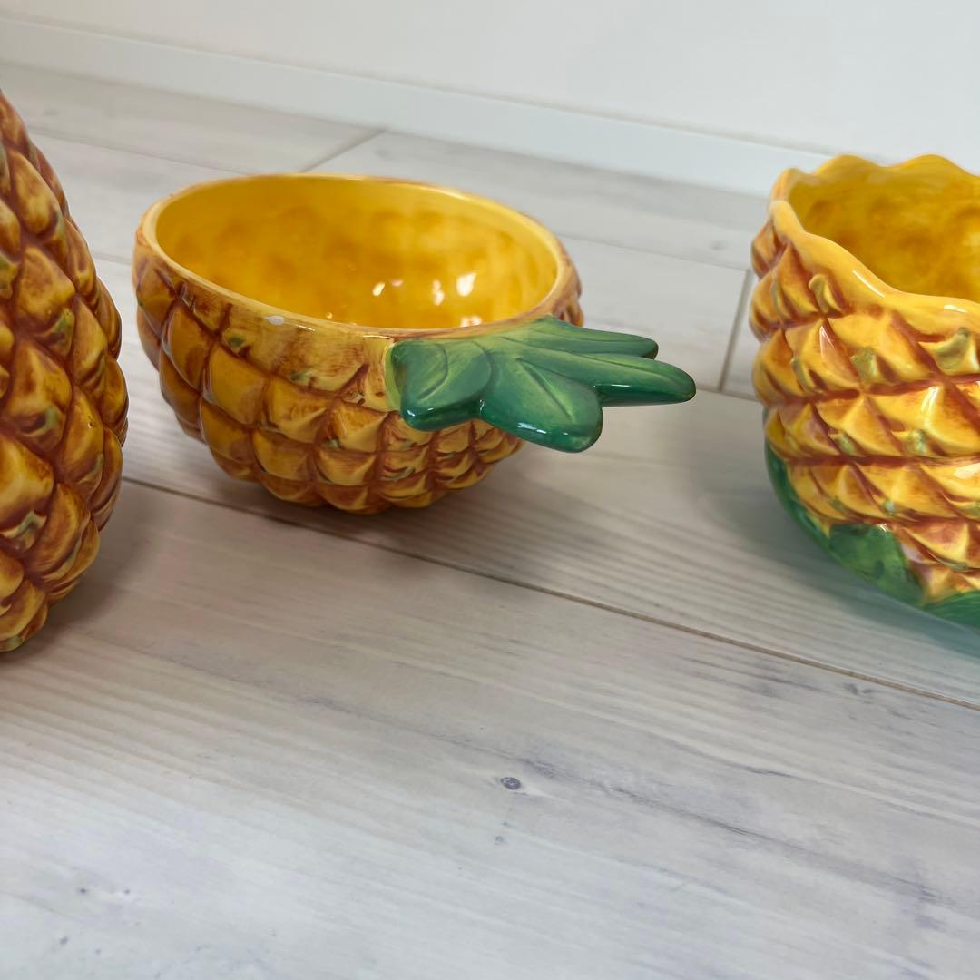 ハワイアンパイナップル型セラミック食器セット