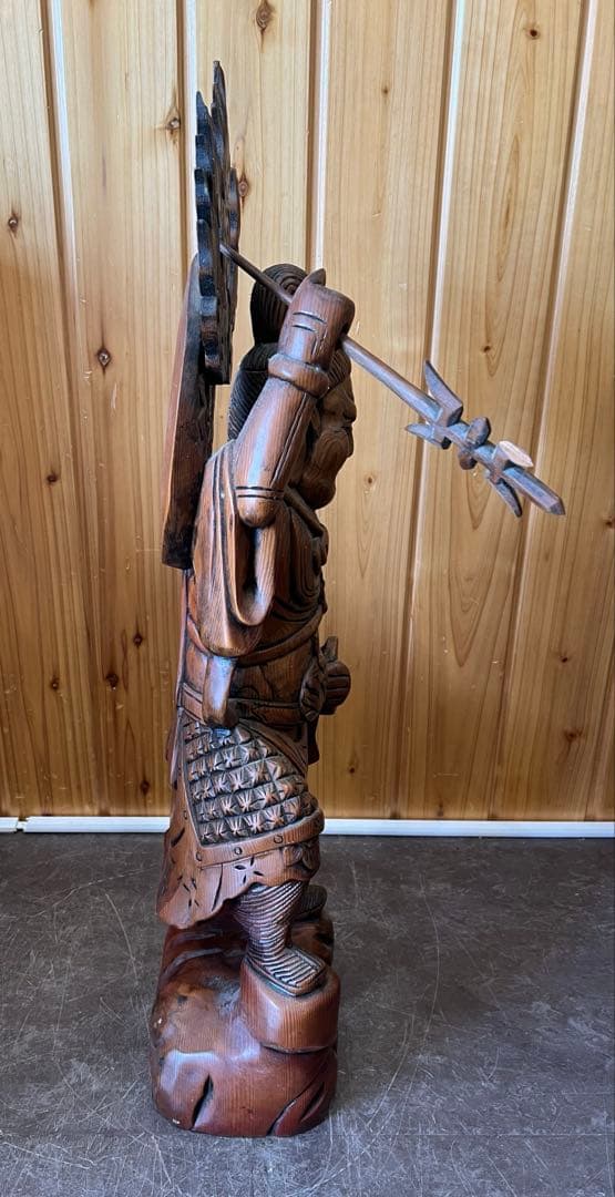 【毘沙門天/木彫り】神様 置物 縁起物 彫刻 希少