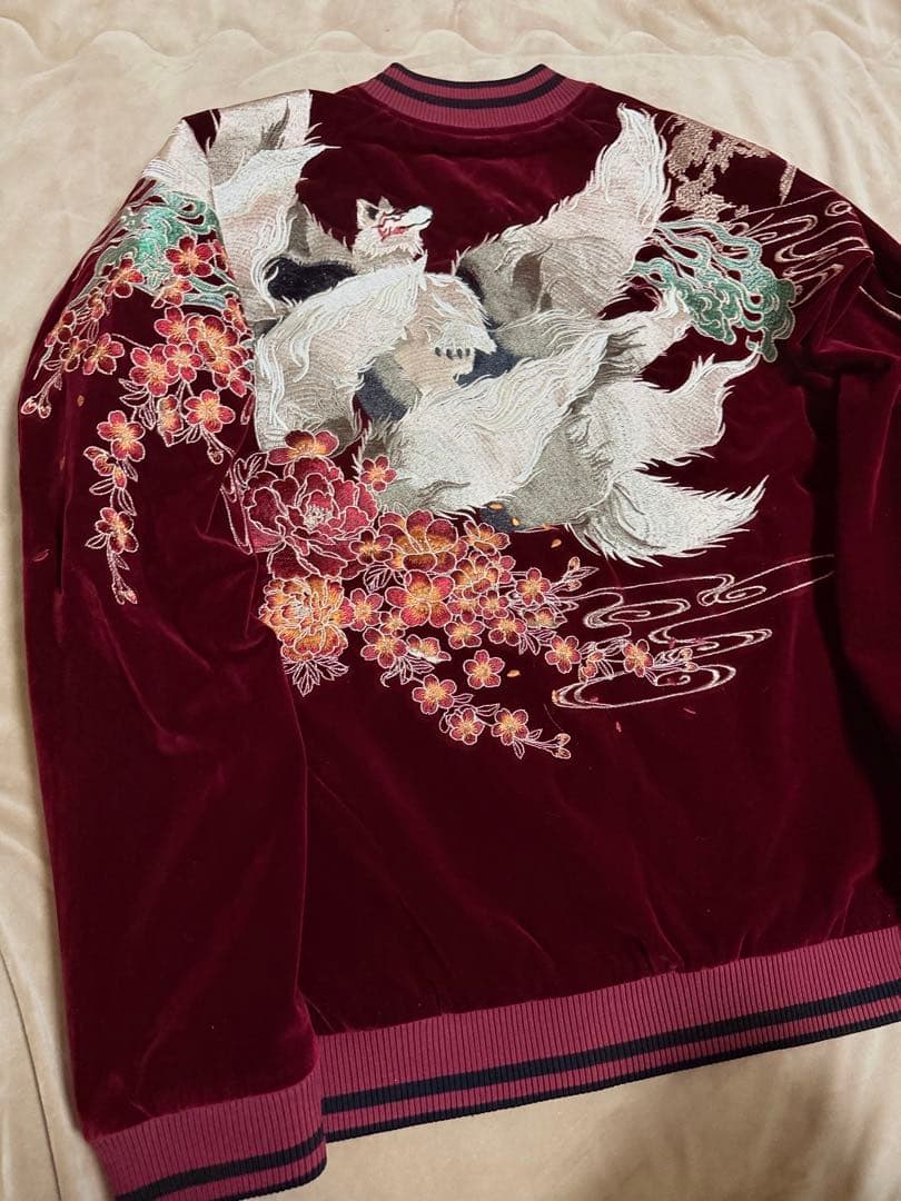 未使用 別珍 Skajan 狐 花 日本限定 スカジャン vintage 美品