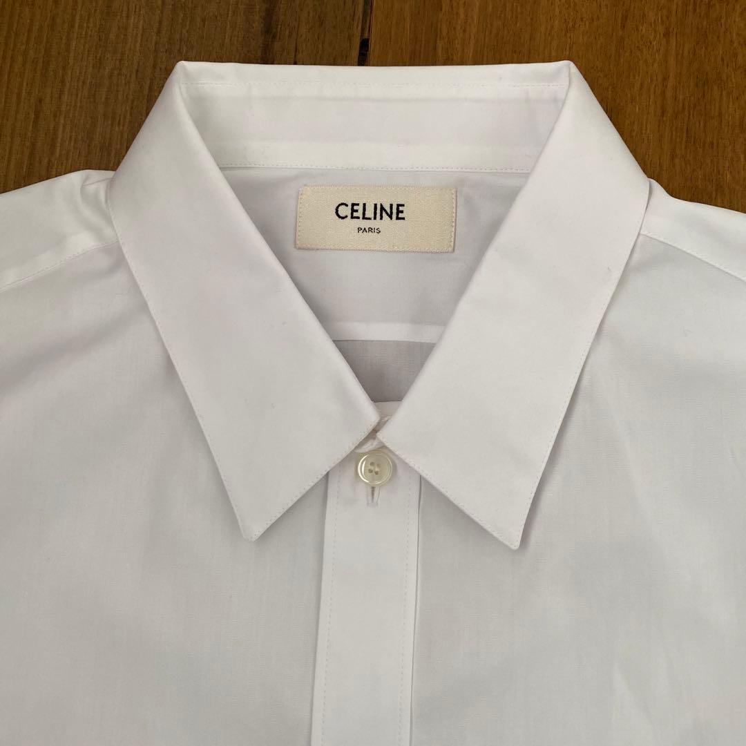 値下げ タグ付き未使用 CELINE ワイシャツ シャツ 白 ホワイト