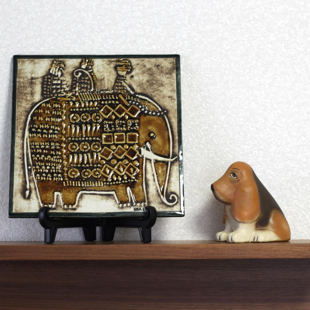 リサラーソン　Lisa Larson　UNIK ヴィンテージ陶板 ゾウ　北欧雑貨