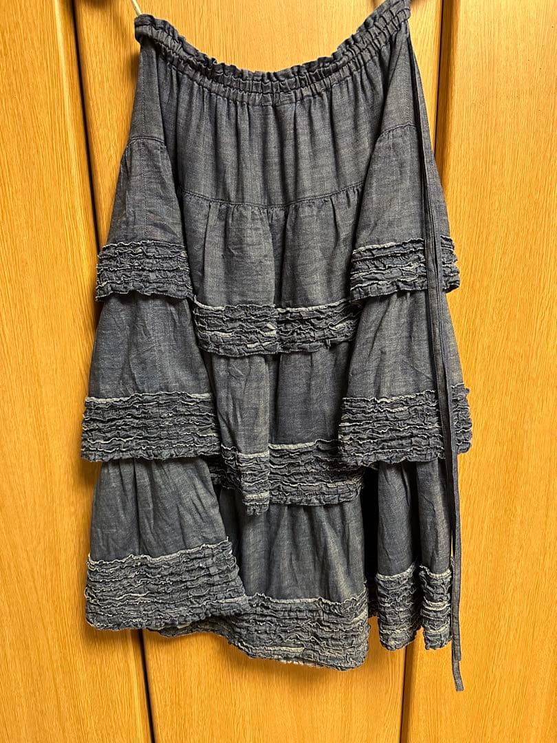PINKHOUSEフリル付きグレー半袖ツーピース