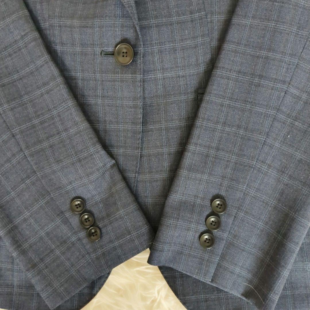 【美品】HILTON　ネイビーチェック　 ジャケット　　スカート　ストレッチ