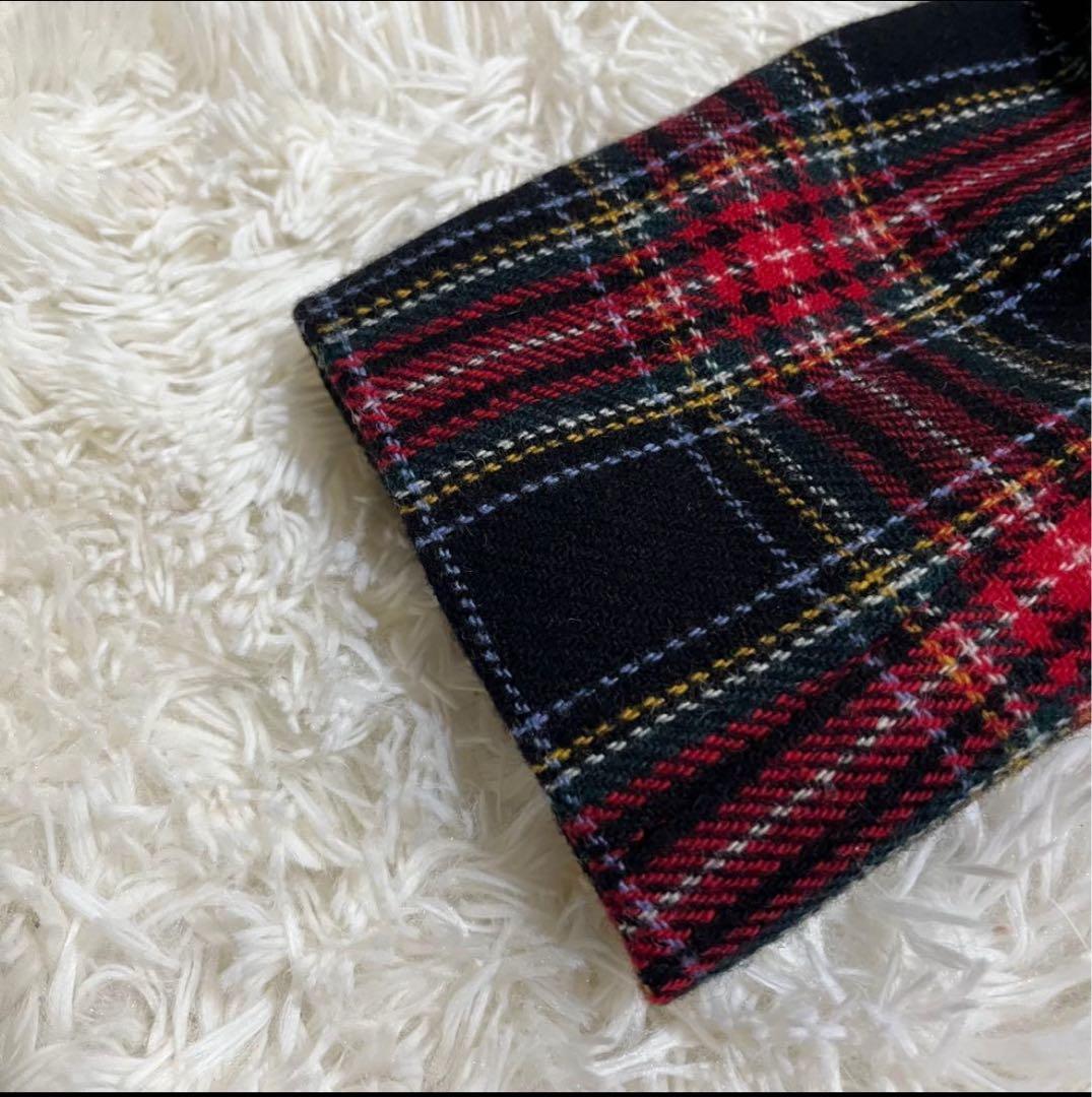 アニエスベー★タータンチェック チェスターコート　ウール　レディースコート　S