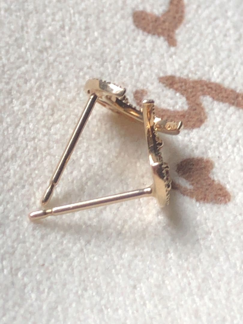 美品❤️アガット K10 透かし 三日月ダイヤモンドピアス クラシック調
