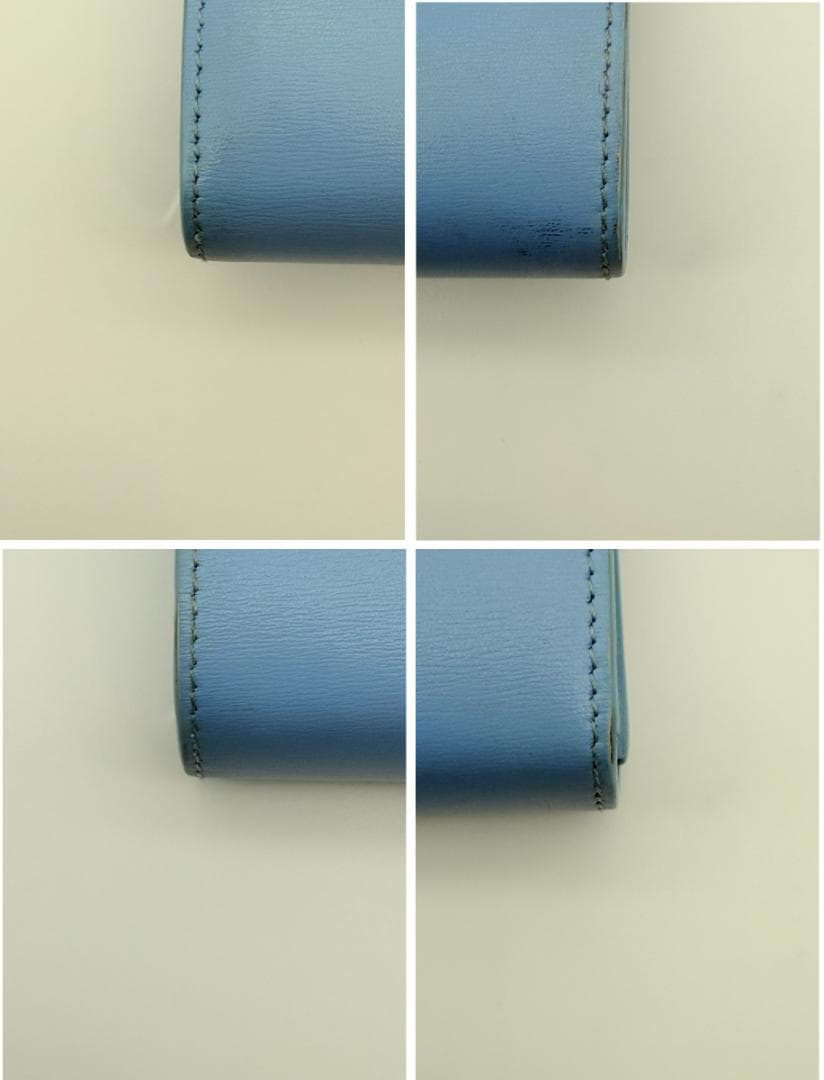 極美品 付属品完備 CELINE トリオンフ 三つ折り財布 ブルー 水色