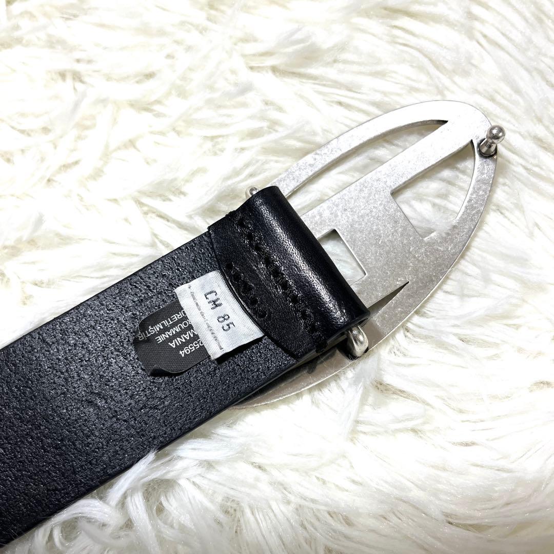 なっつー ✨DIESEL レザー　べルト ブラック ロゴ バックル