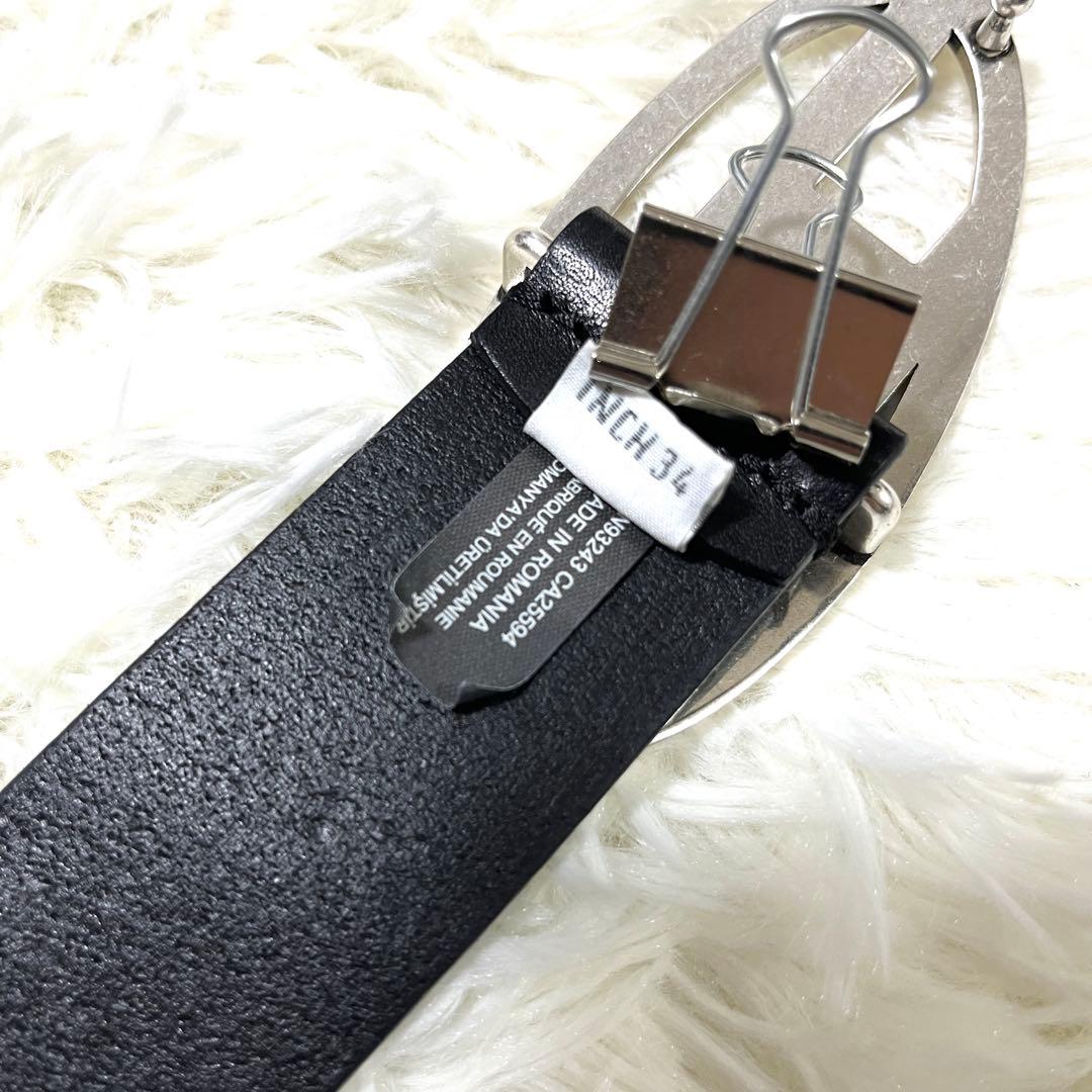 なっつー ✨DIESEL レザー　べルト ブラック ロゴ バックル