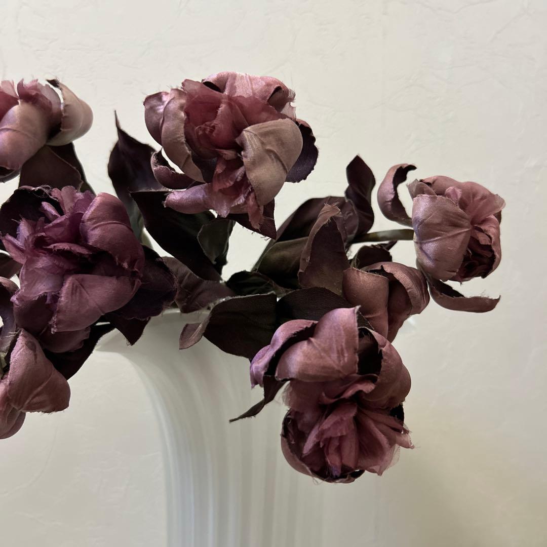 【染め花】チョコレート色の八重チューリップ8本　アートフラワーハンドメイド