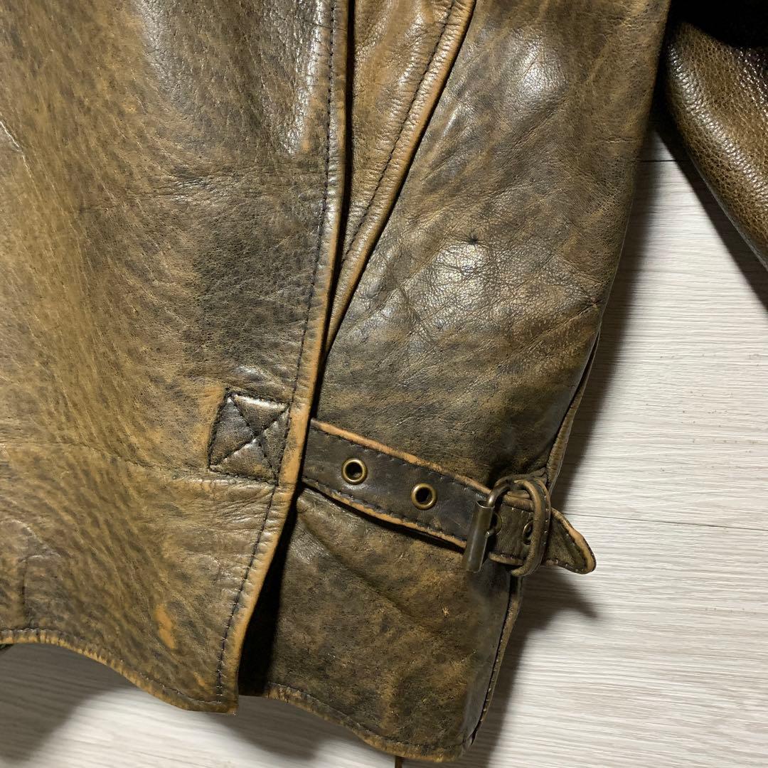 ヴィンテージ 90s 本革 A-2 鬼フェード 光沢 レザー フライトジャケット