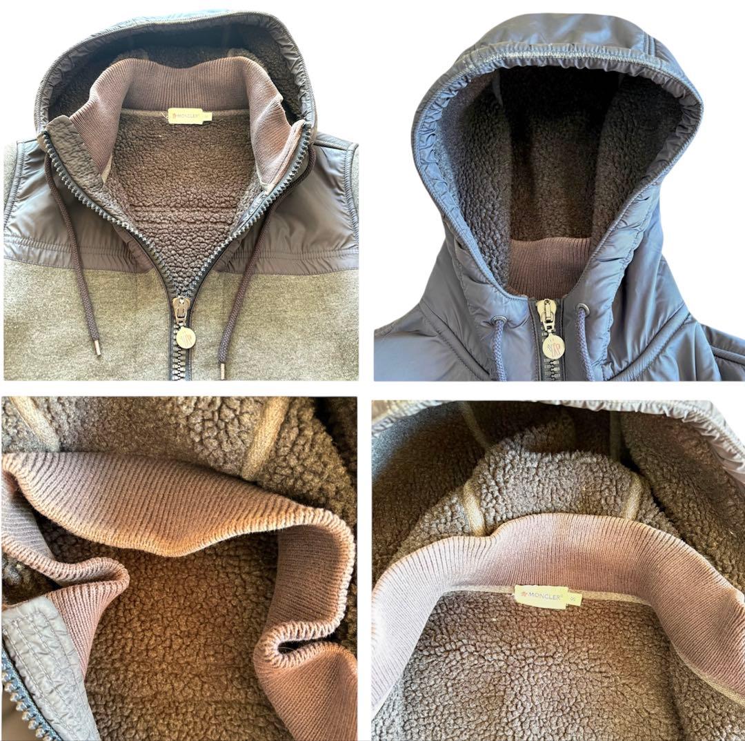 【MONCLER】MAGLIA CARDIGAN　切替　ボアパーカー　グレー系S