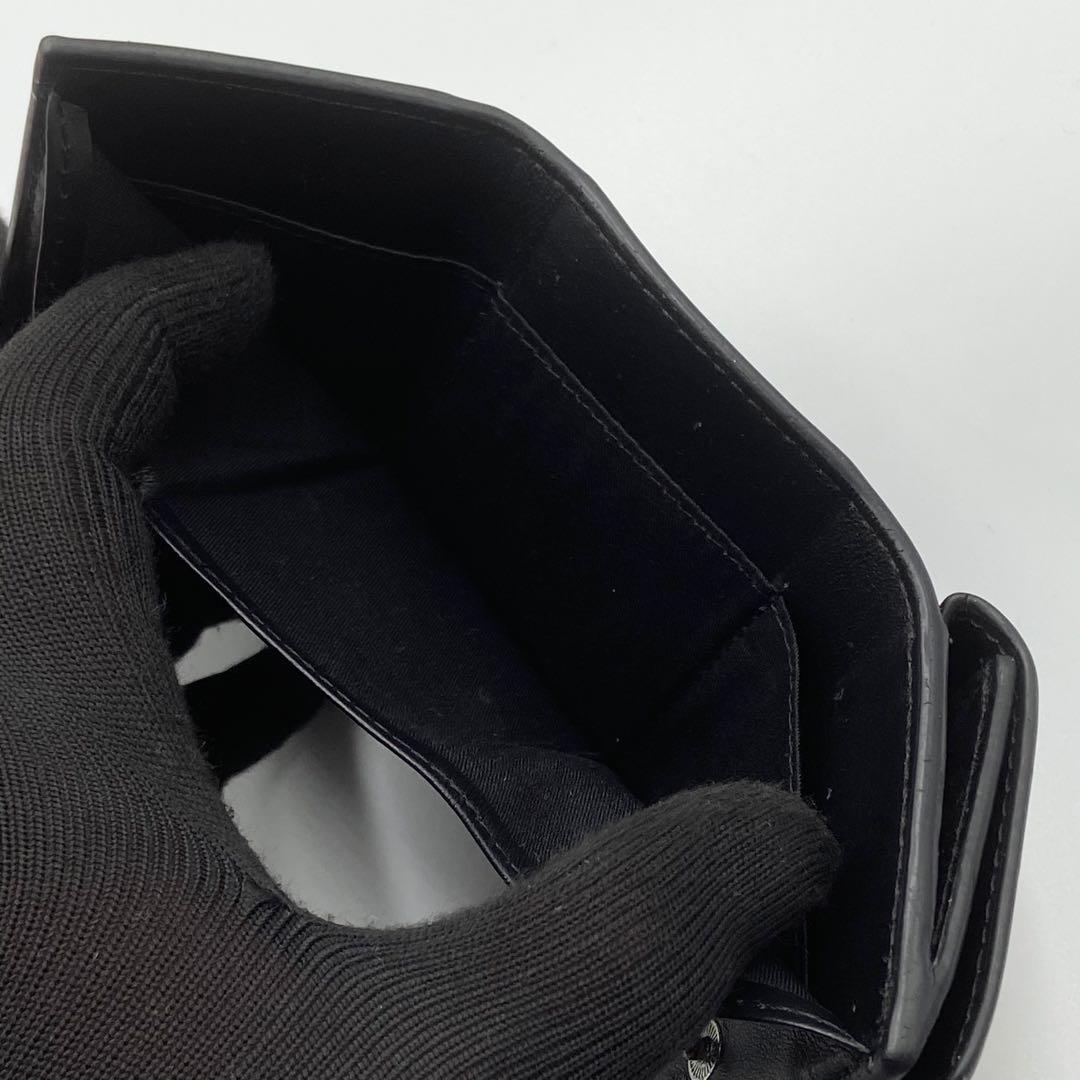 極美品　DISEL 三つ折り財布　1dr オーバル　ロゴ金具　レザー　ブラック