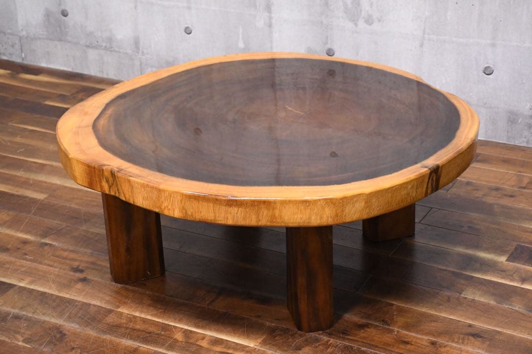 ECK89 モンキーポッド 輪切り一枚板 ローテーブル センターテーブル 座卓