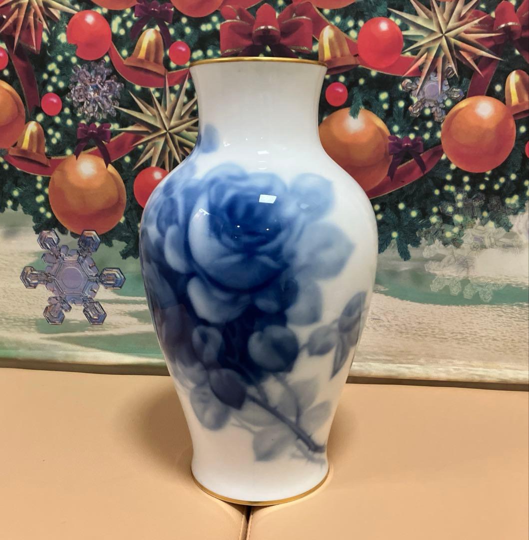 大倉陶園　ブルーローズ　36cm 花瓶　フラワーベース　　　壺