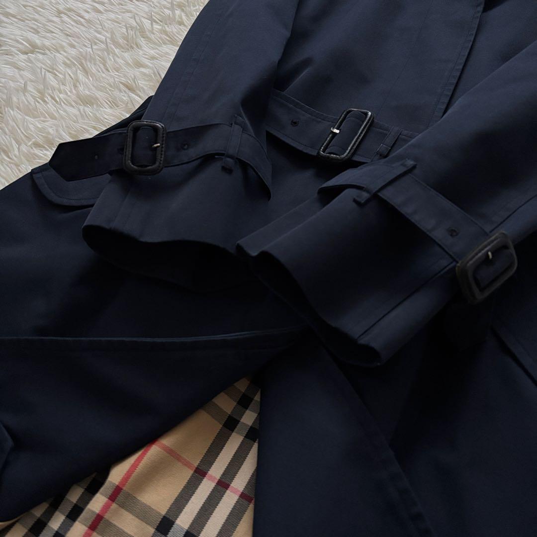 希少 Burberrys トレンチコート ベルト付き ロング ネイビー