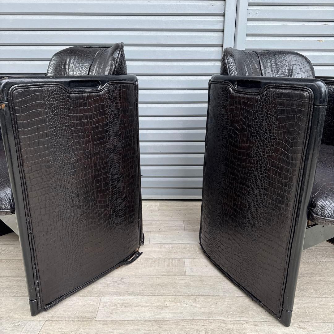 クロコダイル　型押し　シングルソファ　1人掛け　セット