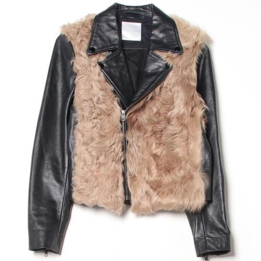 CITY SHOP カウレザー リアルファー ダブルライダースジャケット