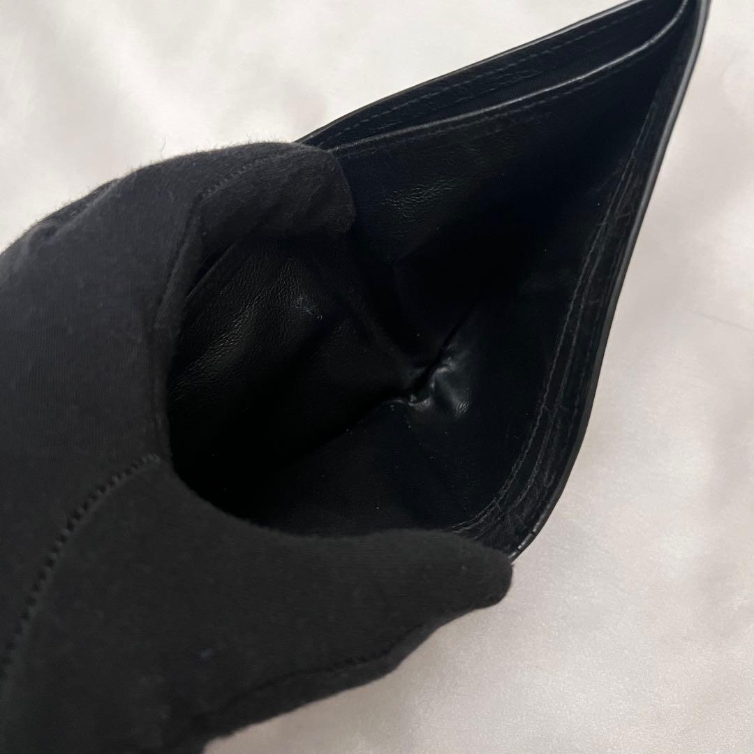 ◇美品◇サンローラン　クロコ型押し　バイフォールドウォレット　YSLロゴ　黒