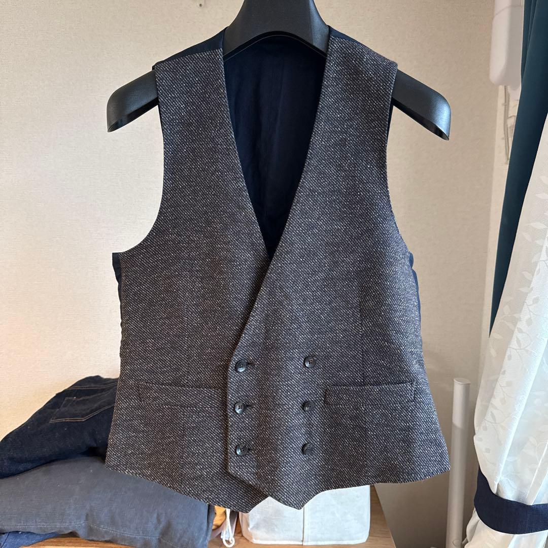 LARDINI ウールコットンリネン ダブル ジレベスト