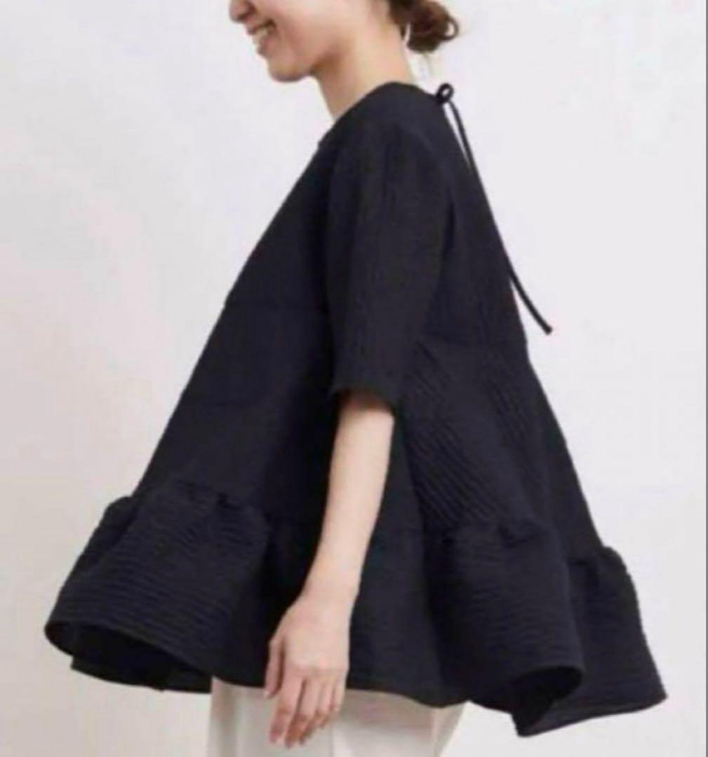 極美品✨　yori ヨリ　フクレティアードブラウス　バックリボン　ジャガード