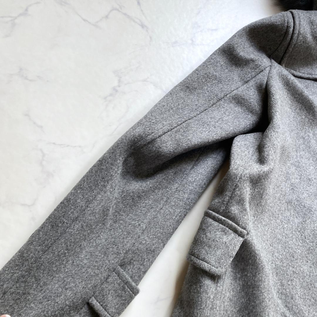 美品✨アナイ メルトンダッフルコート ロング フォックスファー グレー 38