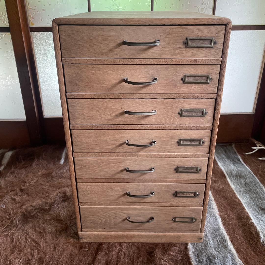 アンティーク　欅　小引き出し　書類棚　レトロ　収納棚　書類ケース　店舗什器