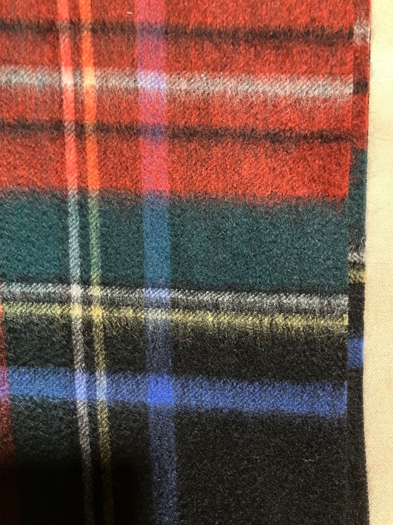 ブラックスチュアート柄 カシミア70cm広幅ストール フワフワなめらかZARUD