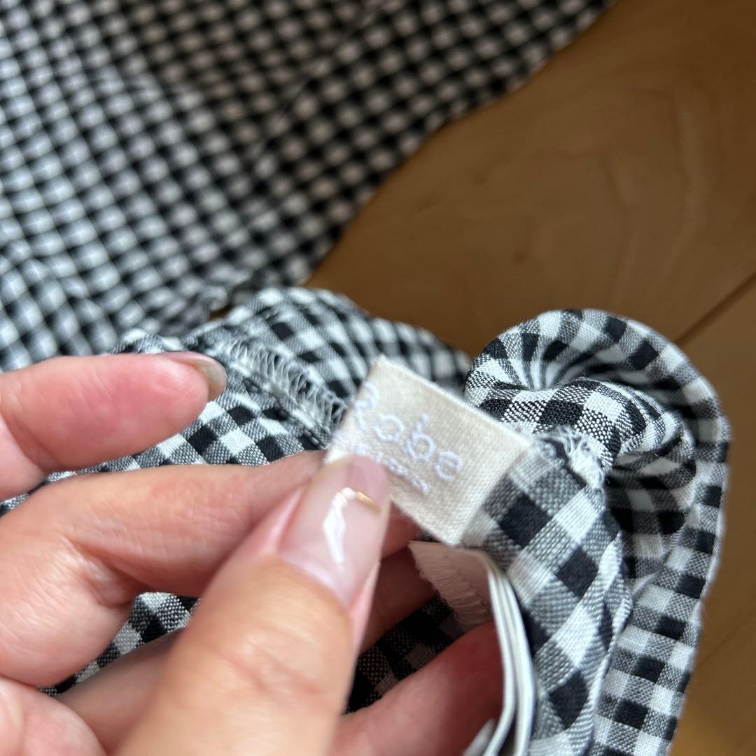nest Robe 半袖シャツ F 黒と白のギンガムチェック
