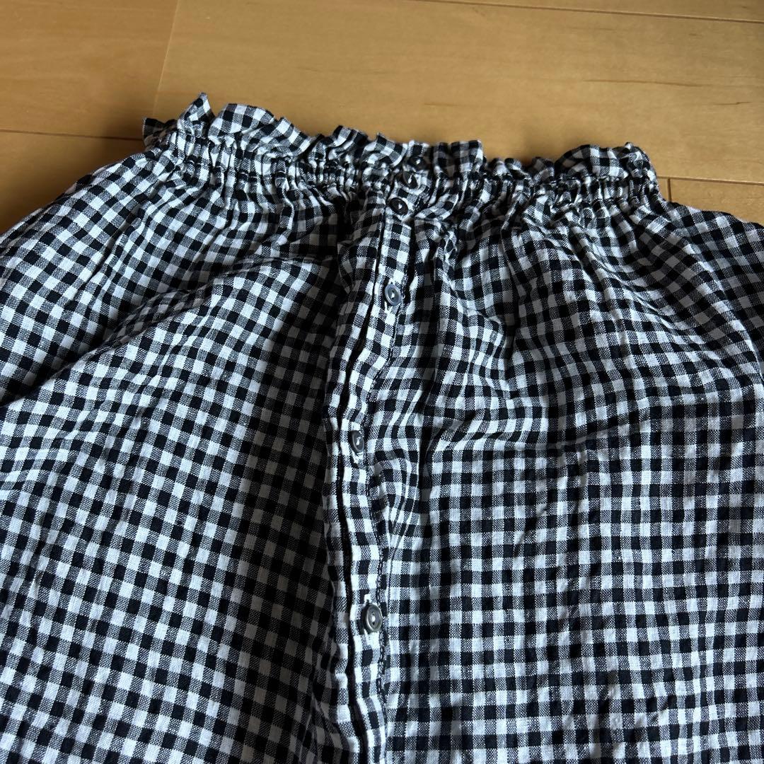 nest Robe 半袖シャツ F 黒と白のギンガムチェック