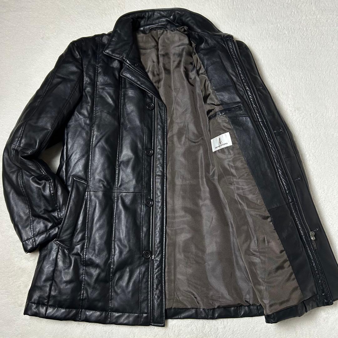 美品✨ ヴィンテージ レザーダウンコート ラムレザー 羊革 黒