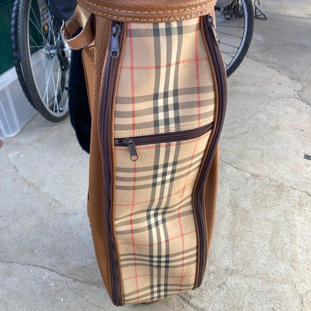 ‏*ﬞ様 Burberry 本革 ノヴァチェック柄 キャディバッグ ゴルフバッグ