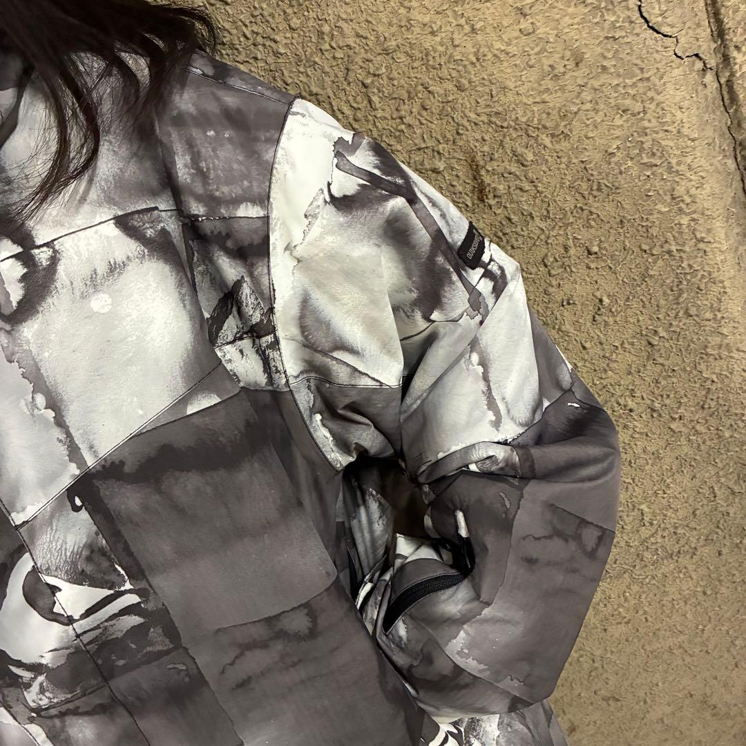 希少XL⭐︎クイックシルバー スノボーウェア マーブル模様ワンポイントロゴ 灰色