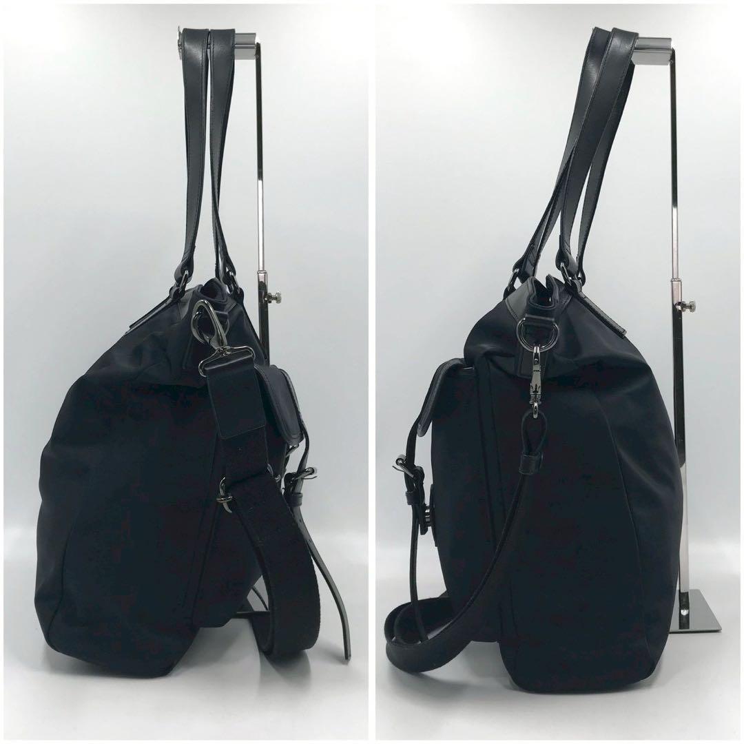 未使用級/A4収納可能✨バーバリーブラックレーベル トートバッグ レザー 黒