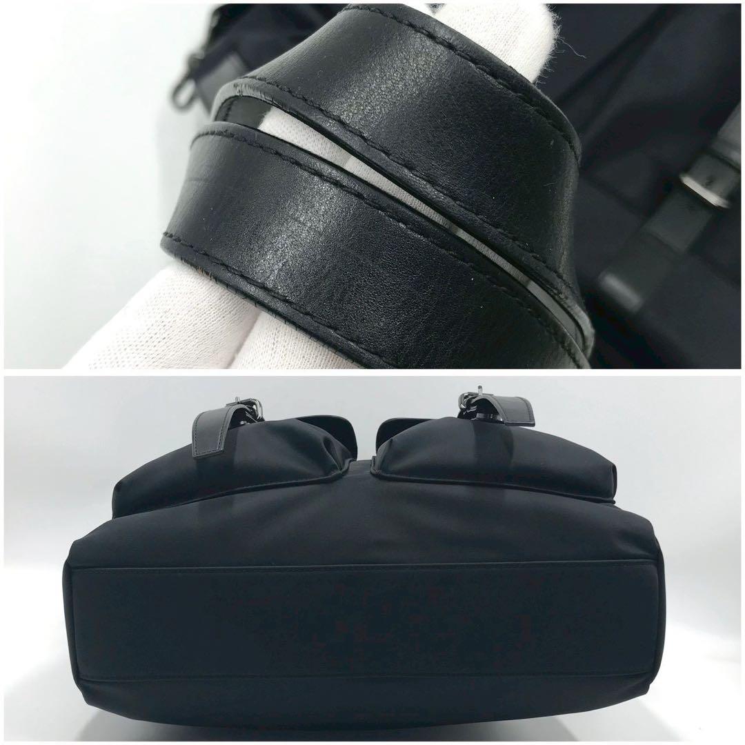 未使用級/A4収納可能✨バーバリーブラックレーベル トートバッグ レザー 黒