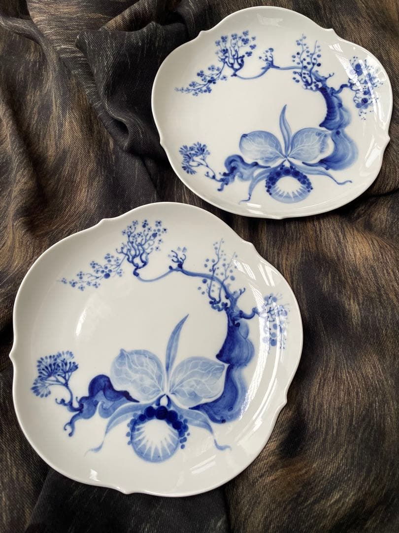 ★フィッシュ　マイセン ブルーオーキッド 18、5センチ　４枚　①②