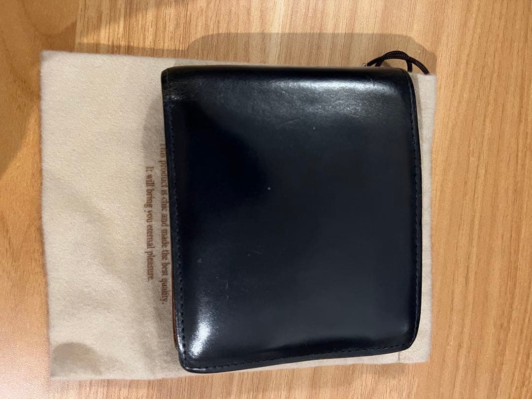 ガンゾ　二つ折り財布　ブライドルレザー　ネイビー