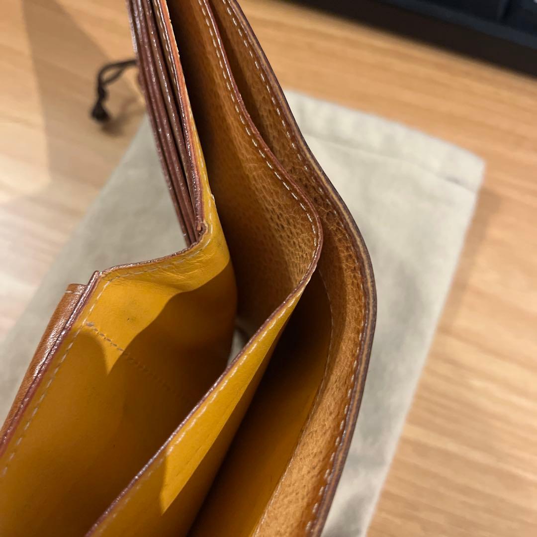 ガンゾ　二つ折り財布　ブライドルレザー　ネイビー