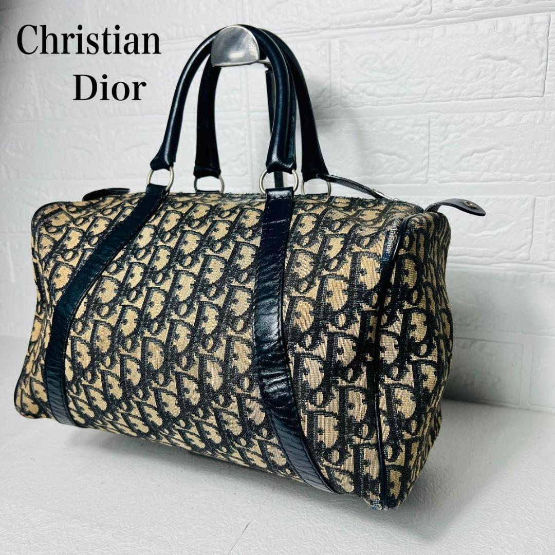 【人気】Chistian Dior ミニボストンバッグ　トロッター　ネイビー