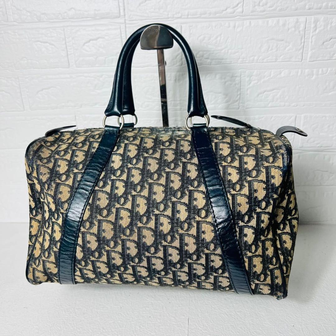 【人気】Chistian Dior ミニボストンバッグ　トロッター　ネイビー